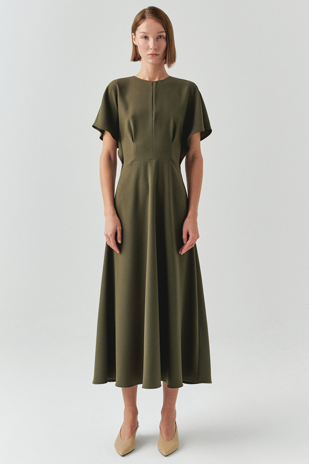 Elodie Midi Dress - KHAKI 8 / KHAKI Elodie Midi Dress - KHAKI 8 / KHAKI