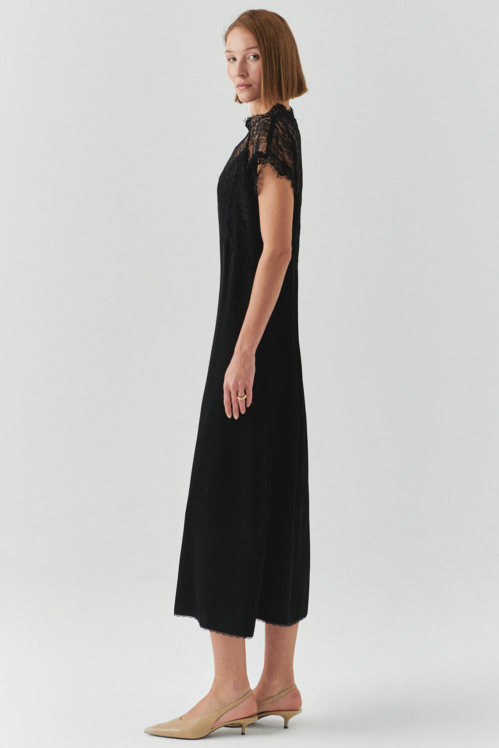 Iyla Lace Trim Crew Neck Dress