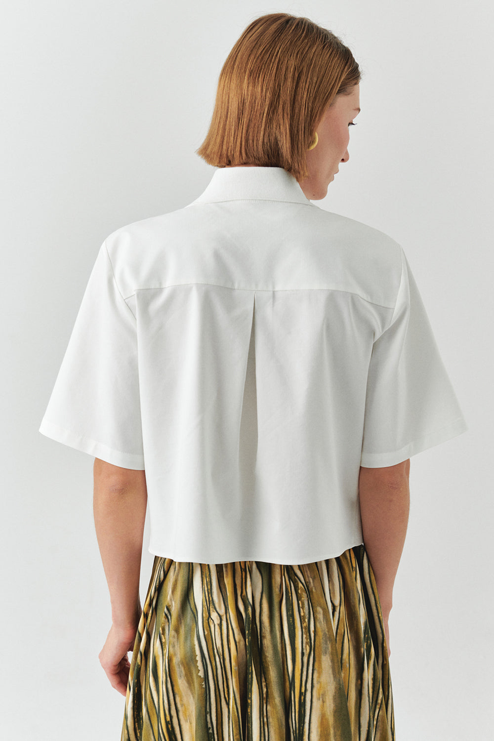 Short Sleeve Knit Trim Poplin Regular Shirt Bone