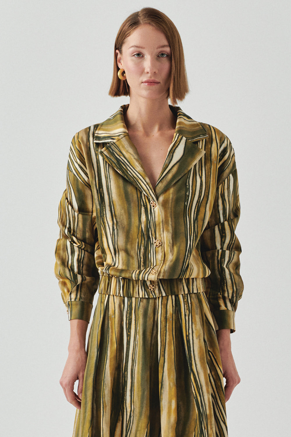 Melina Multi-Color Striped Open Collar Jacket