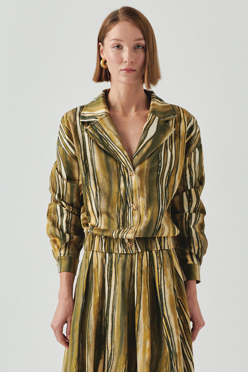 Melina Multi-Color Striped Open Collar Jacket