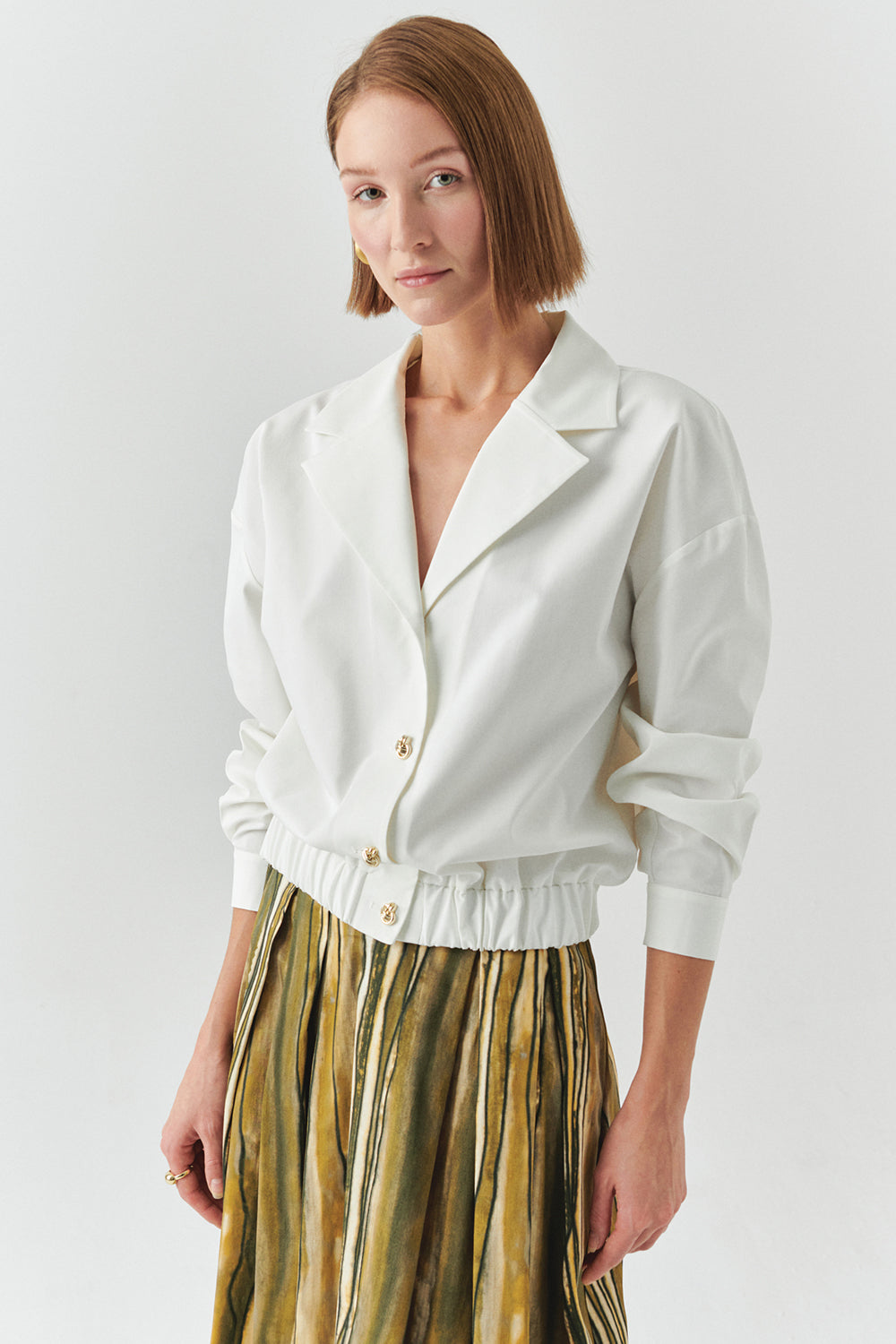 Romina White Shawl Collar Jacket