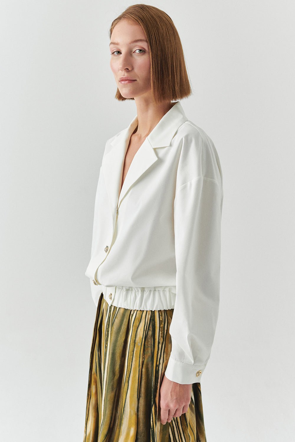 Romina White Shawl Collar Jacket