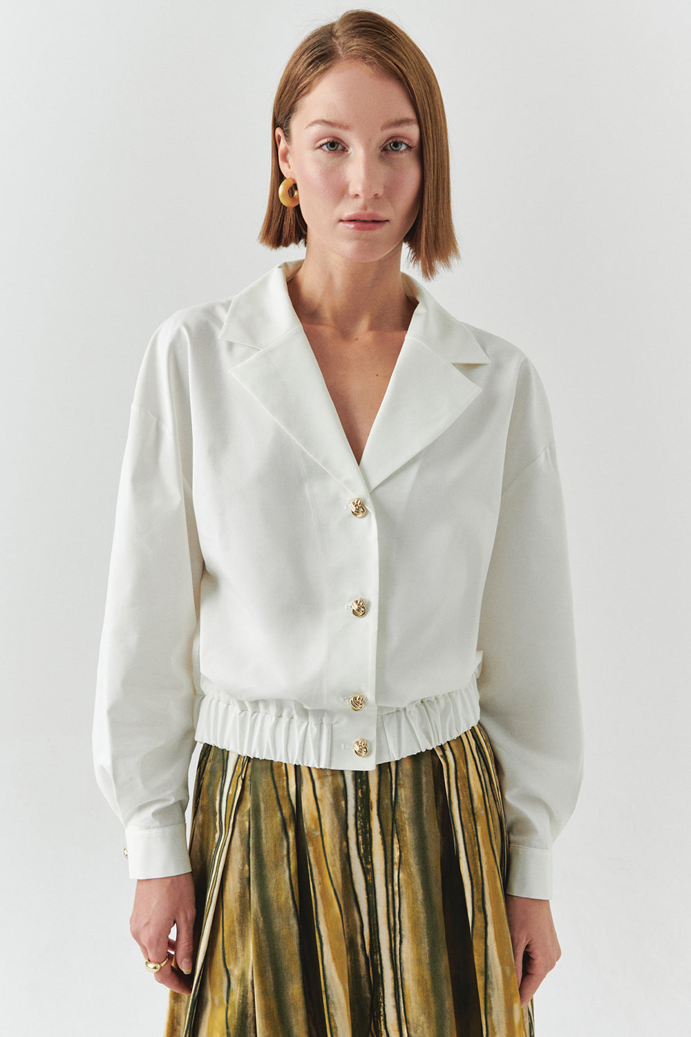 Romina White Shawl Collar Jacket