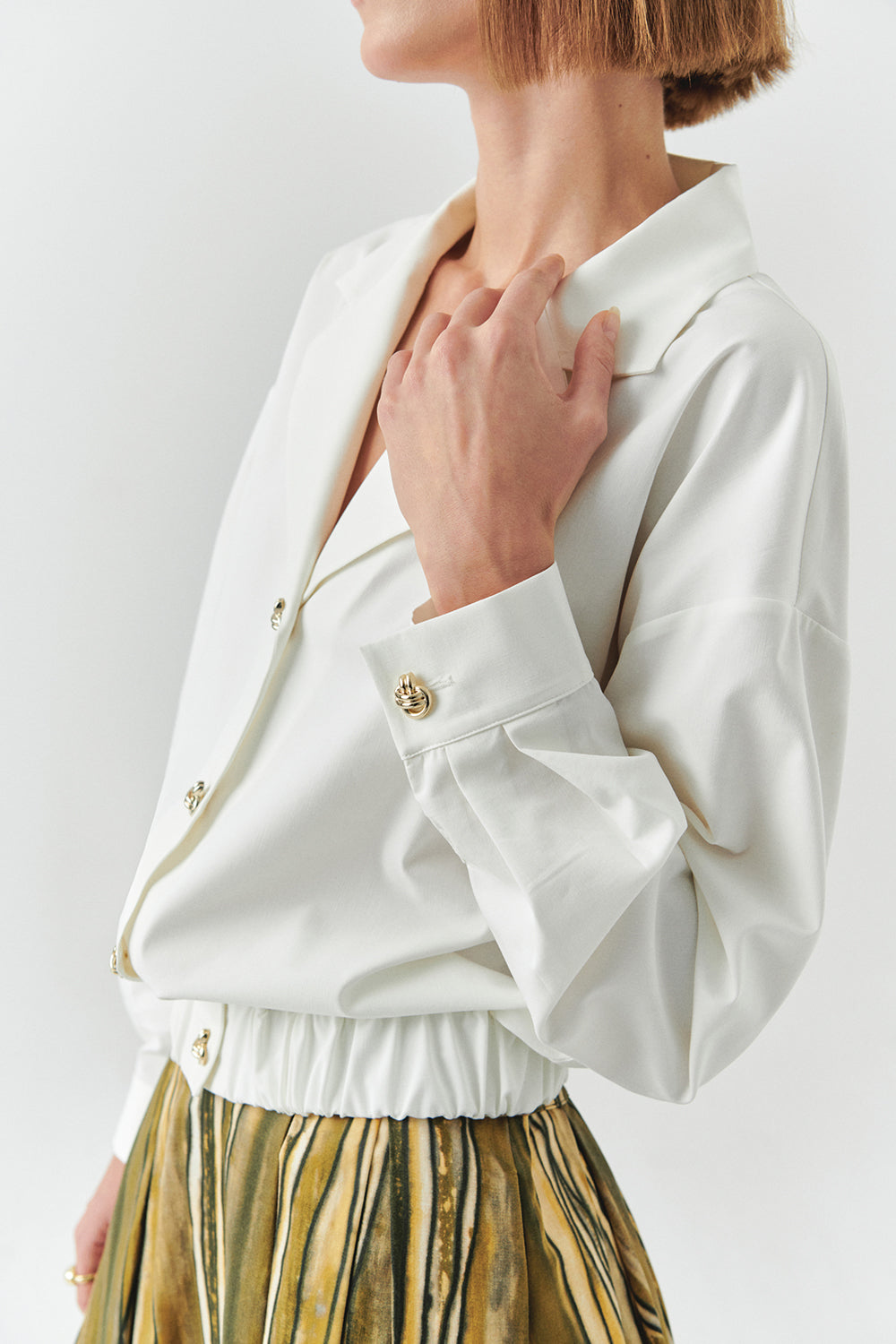 Romina White Shawl Collar Jacket