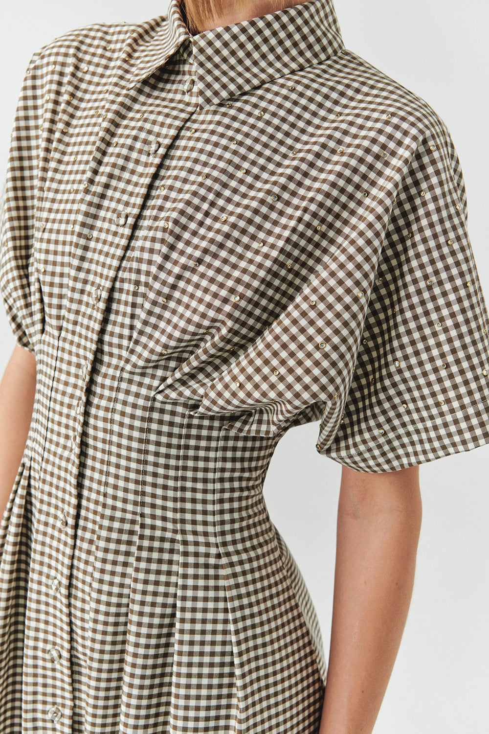 Dream Short Sleeve Poplin Pleated Shirt Dress