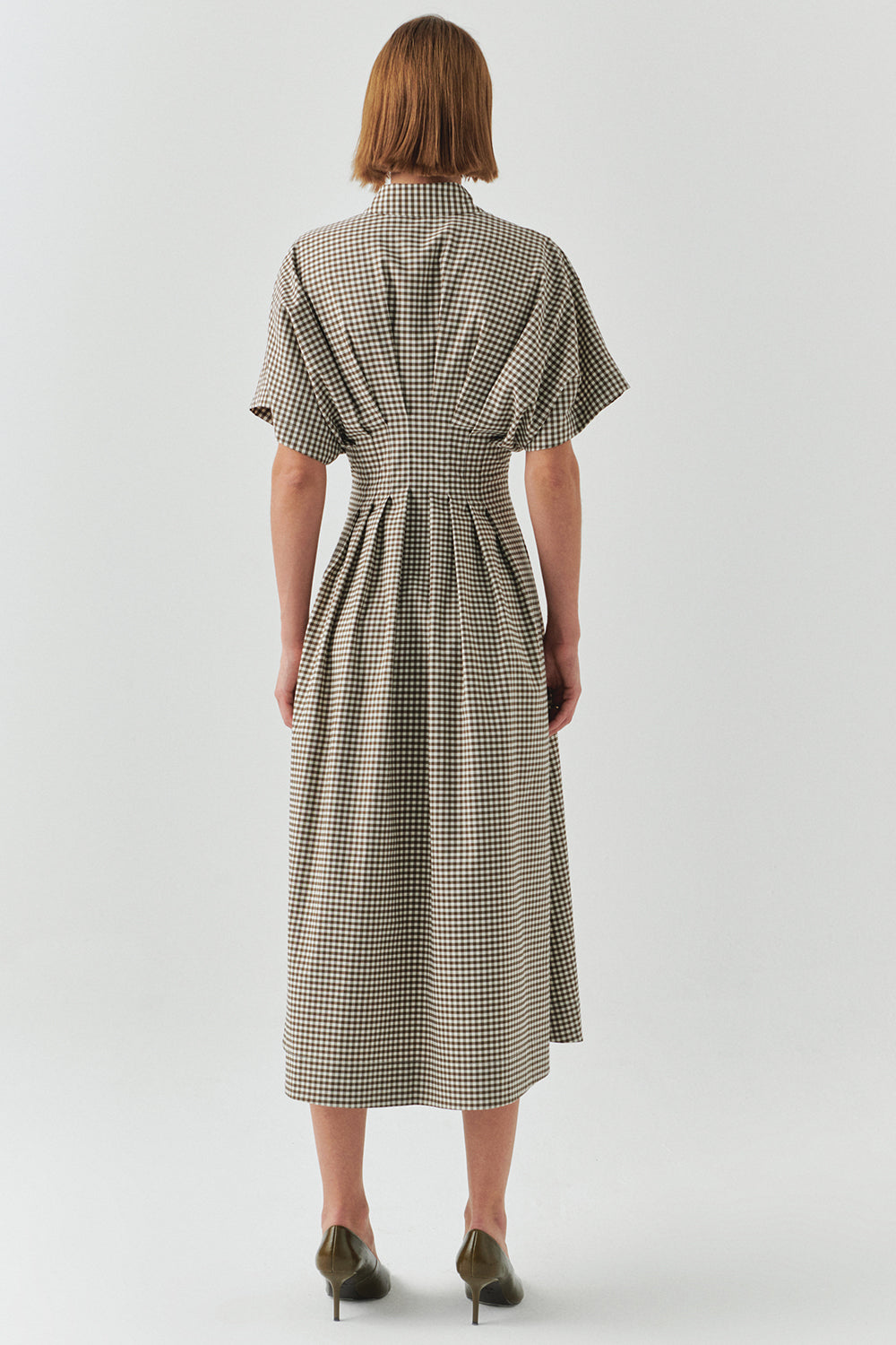 Dream Short Sleeve Poplin Pleated Shirt Dress