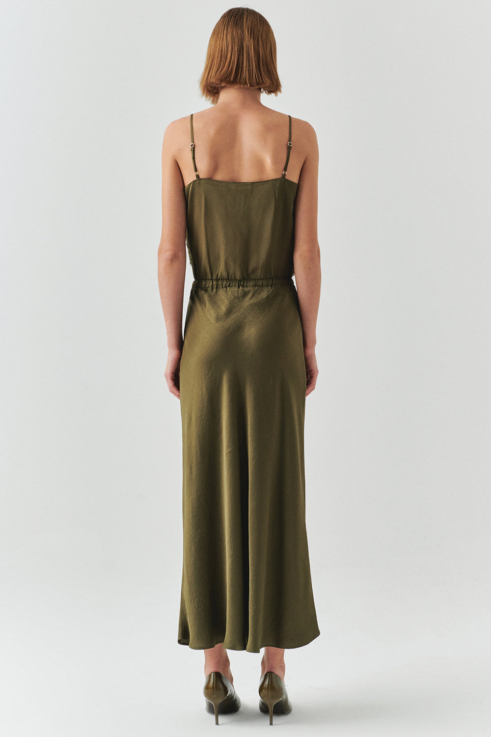 Liv Khaki Pocketed Midi Skirt