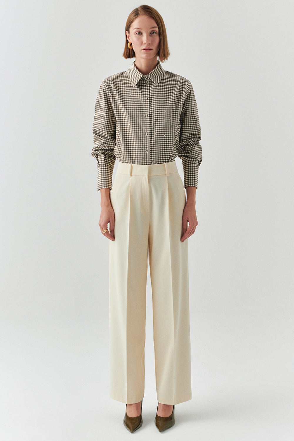 Guinevere Ecru Tailored Pocketed Pants
