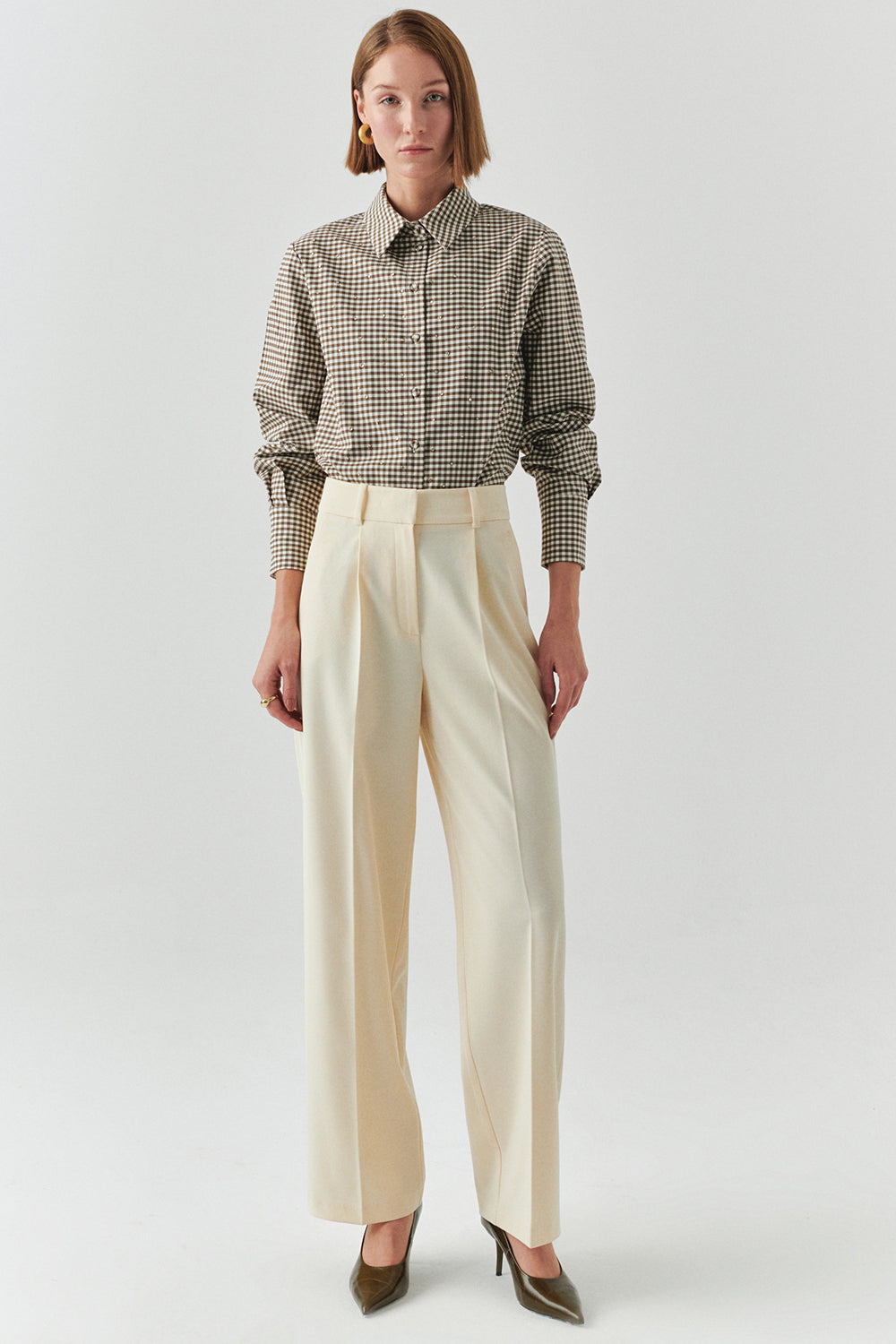 Guinevere Ecru Tailored Pocketed Pants