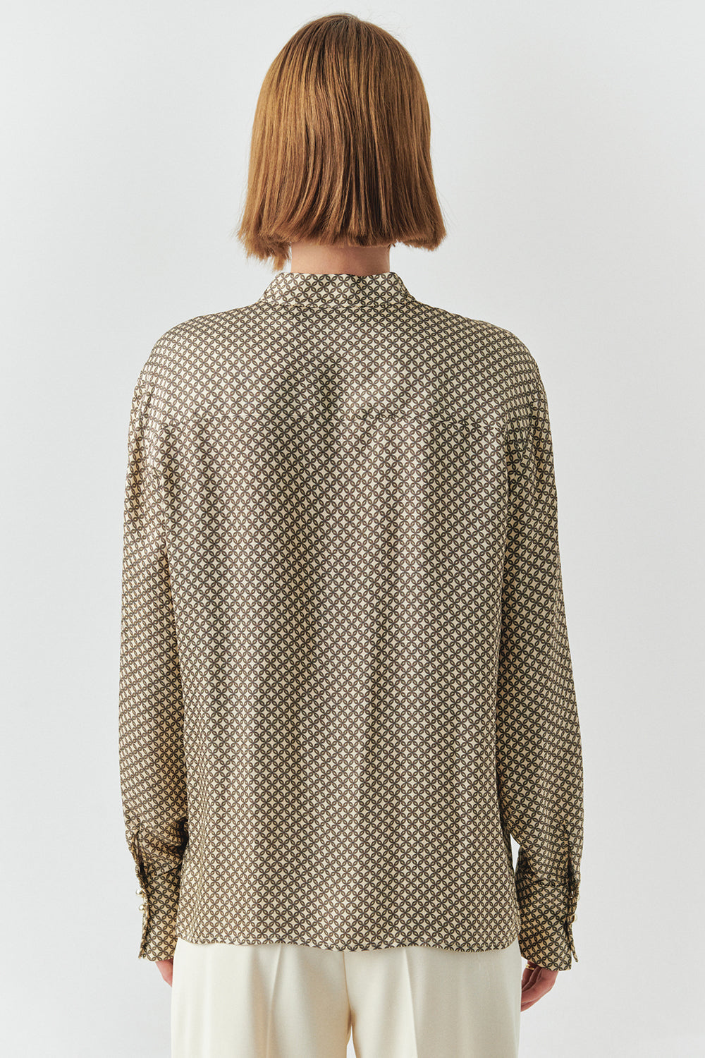 Louise Multi-Color Printed Viscose Shirt with High Neck and Long Sleeves