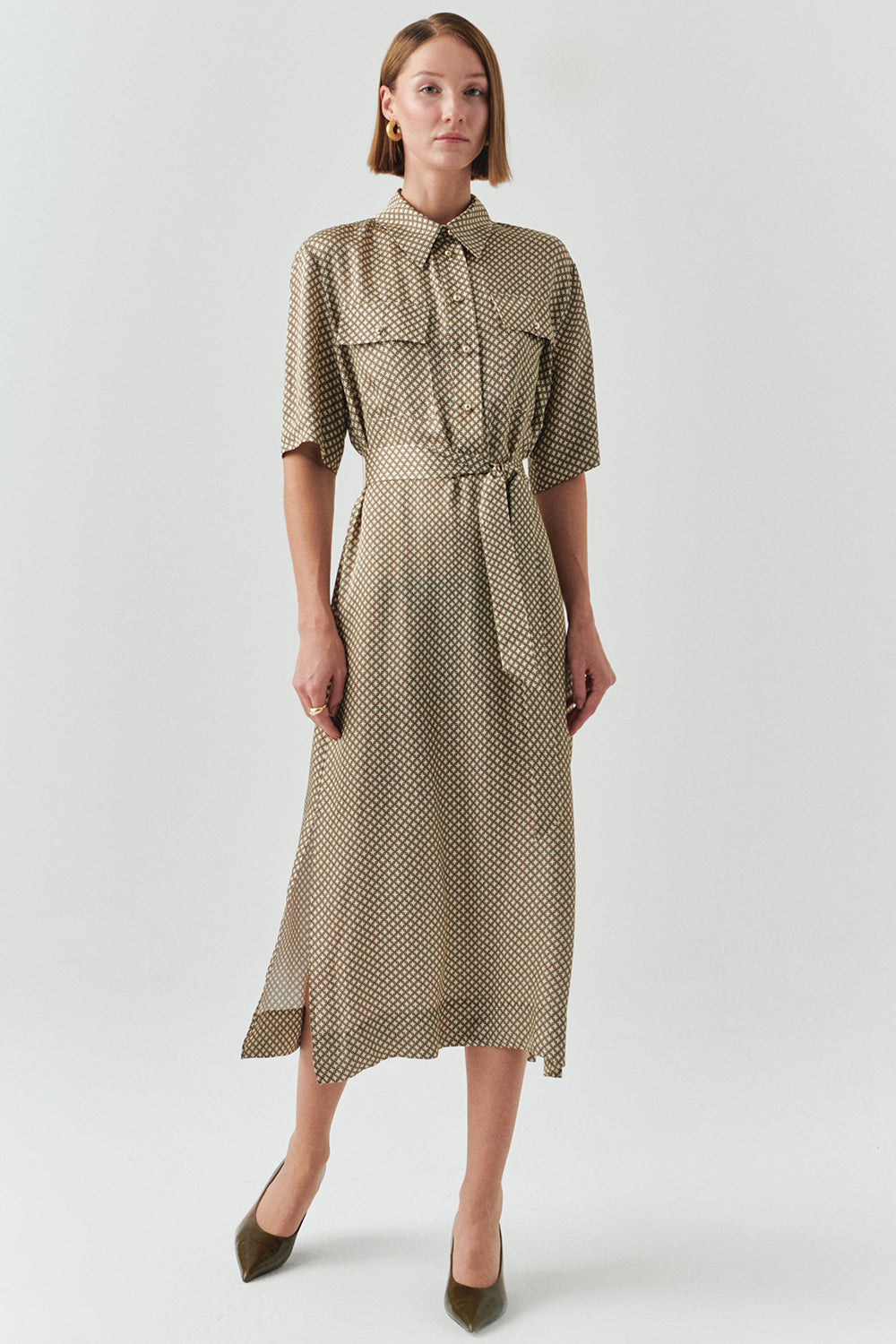 Sasha Printed Short Sleeve Shirt Dress