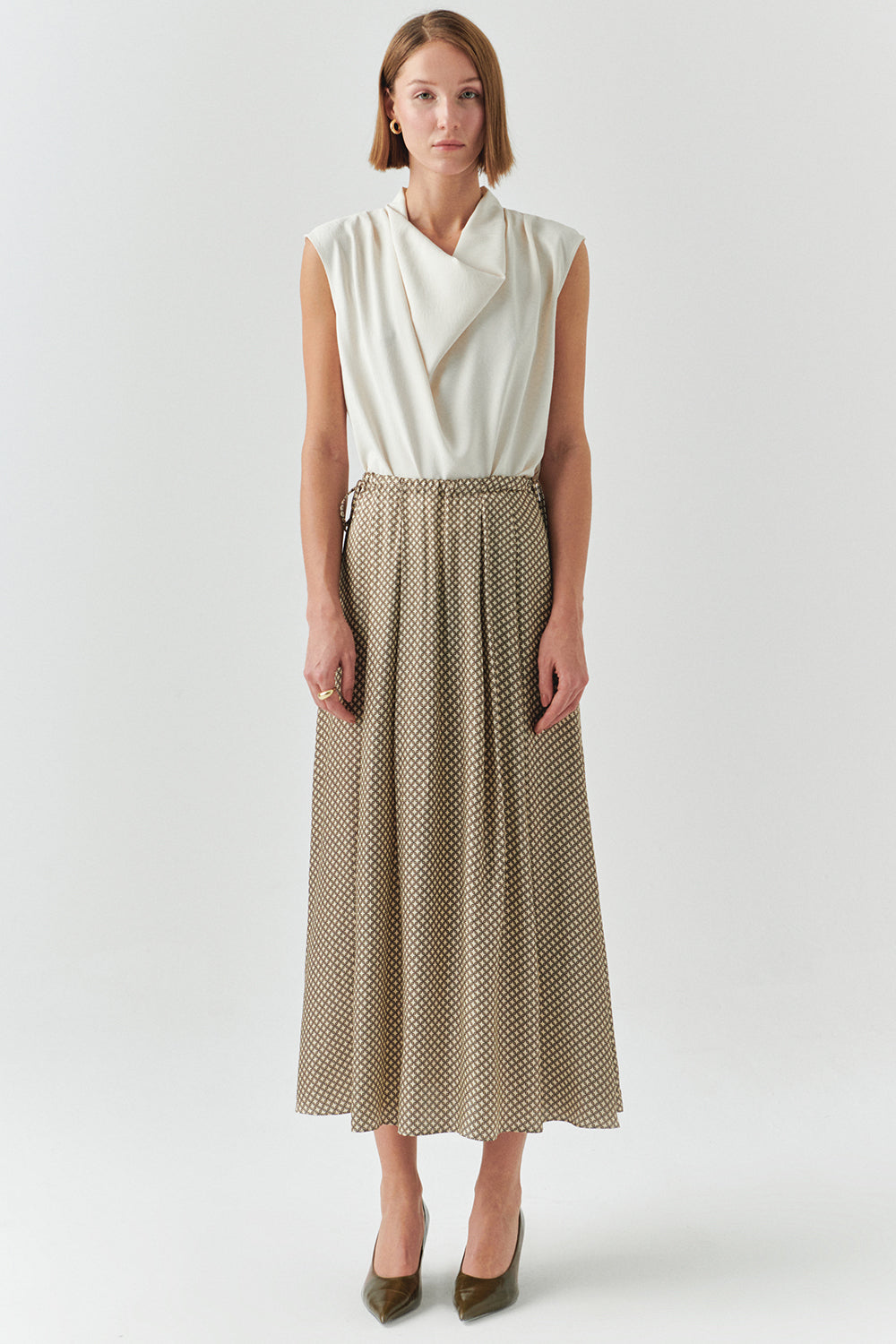 Ashlyn Cream Sleeveless Cowl Neck Blouse