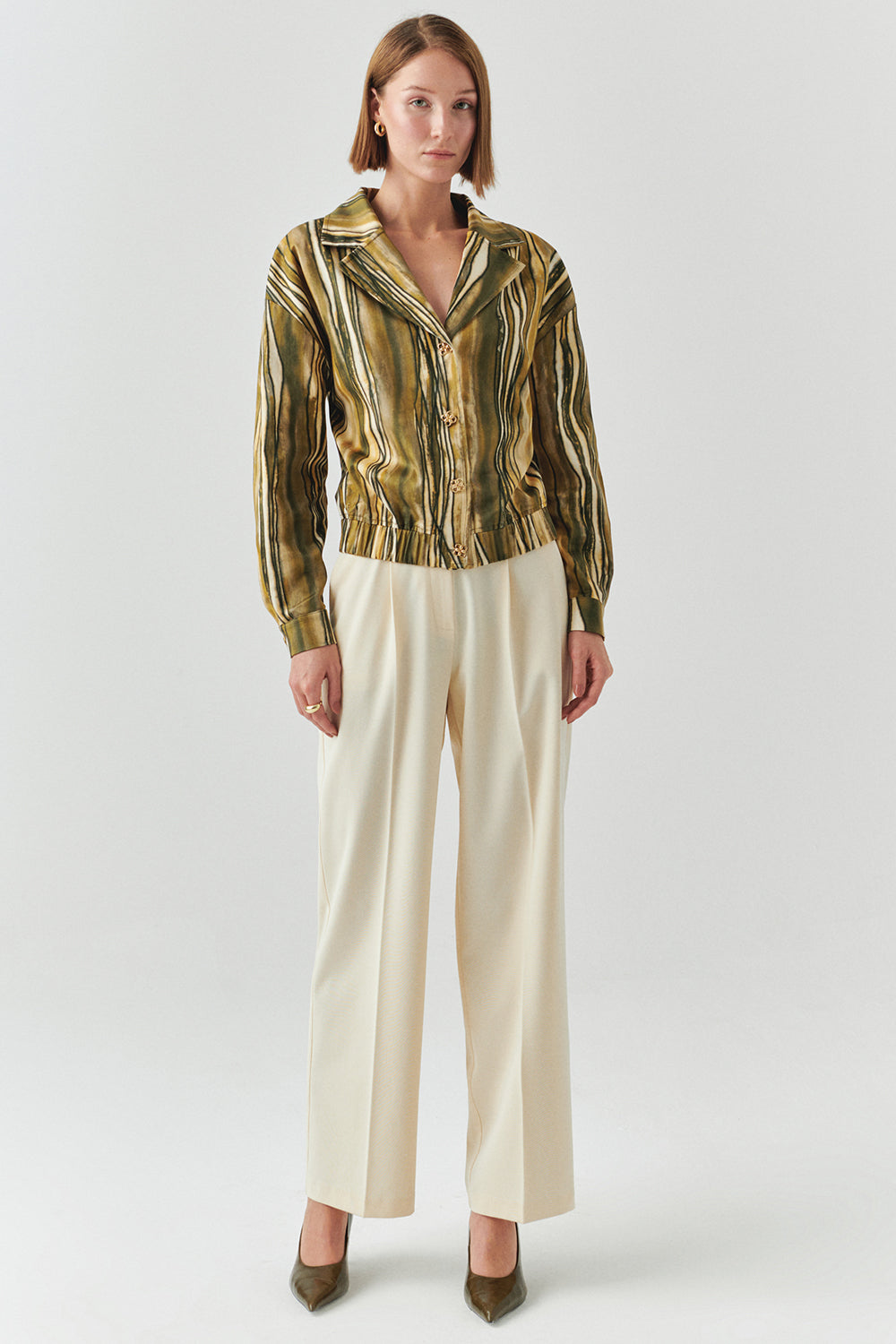 Melina Multi-Color Striped Open Collar Jacket