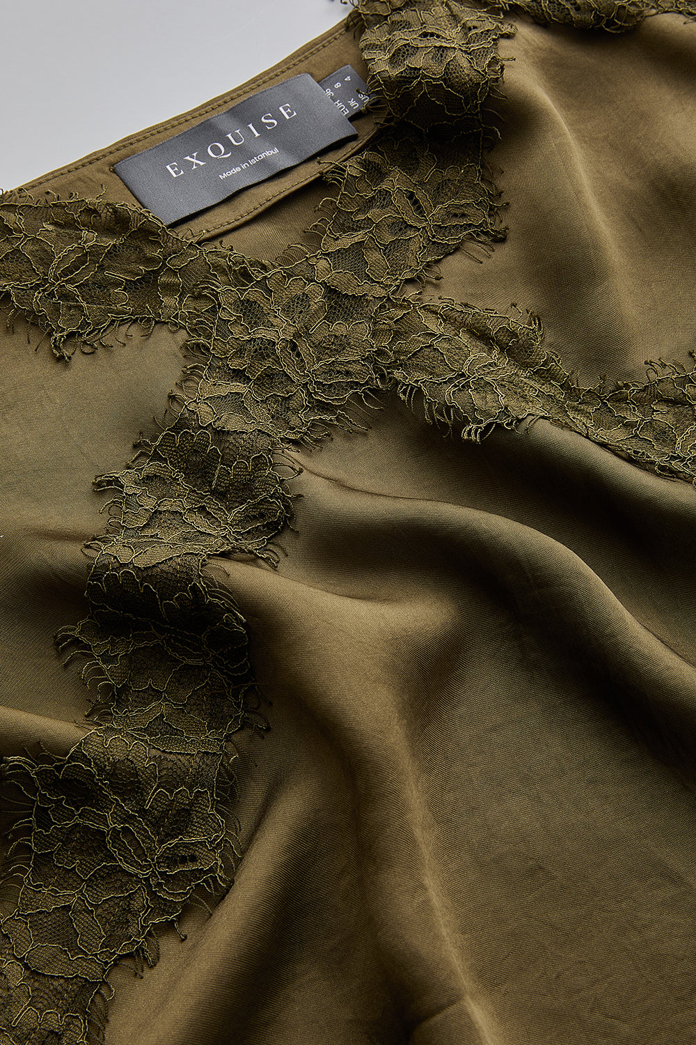 Hana Khaki V-Neck Camisole with Lace Detail