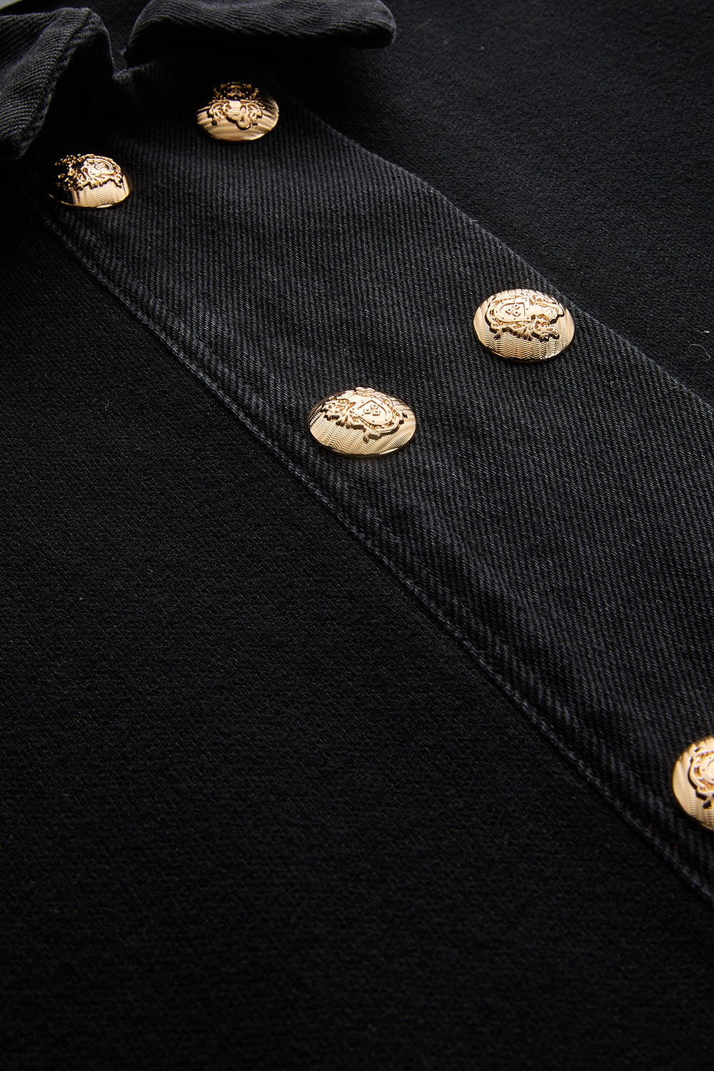 Cielo Denim & Knit Cardigan with Metallic Buttons