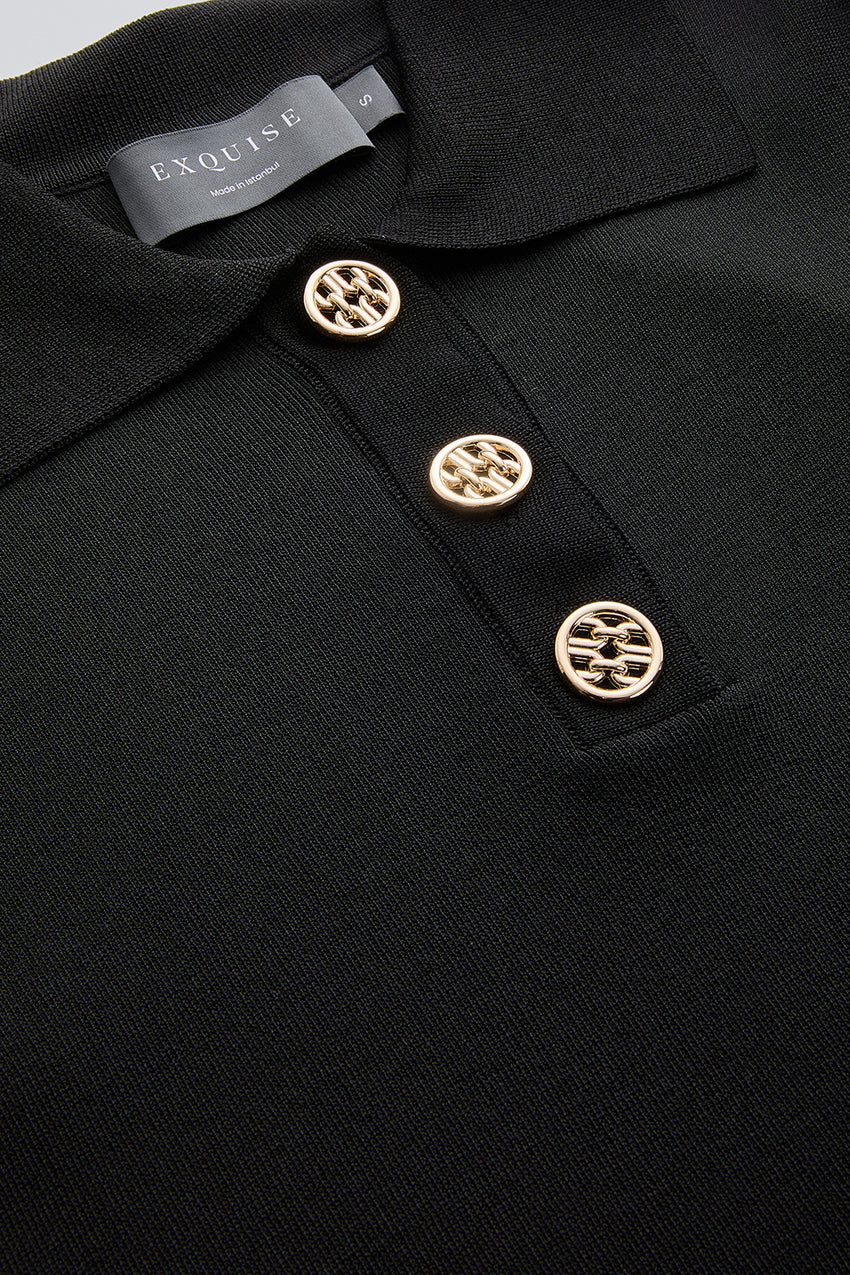 Jaylah Short Sleeve Shirt Collar Sweater