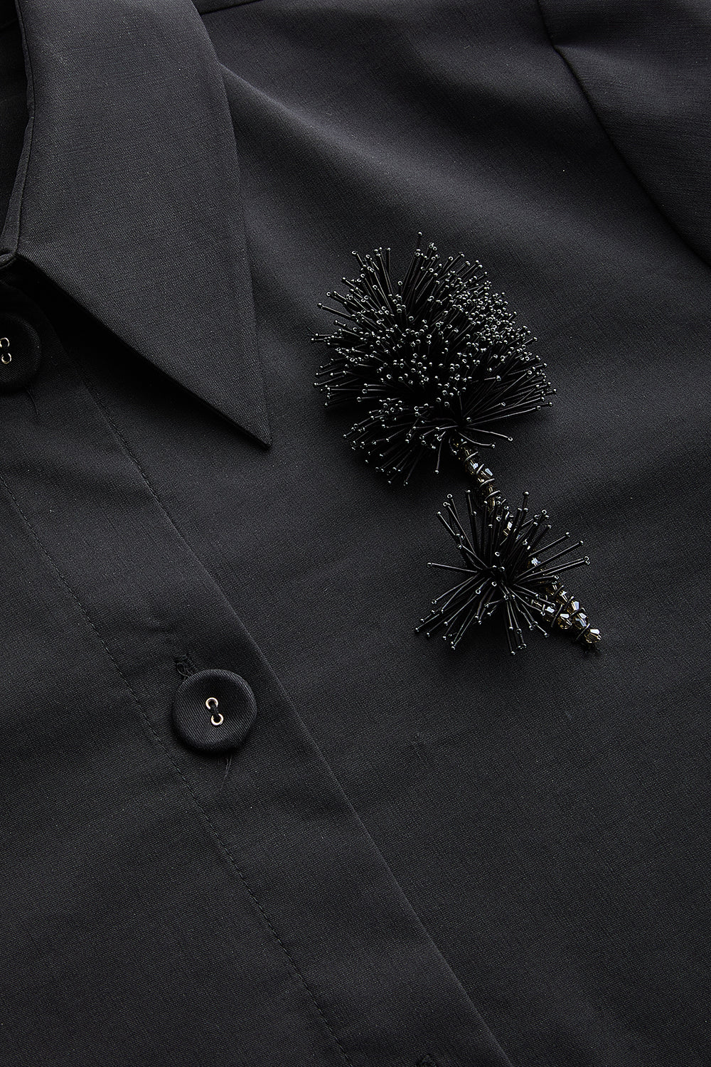 Malayah Black Long-Sleeve Shirt with Shirt Collar