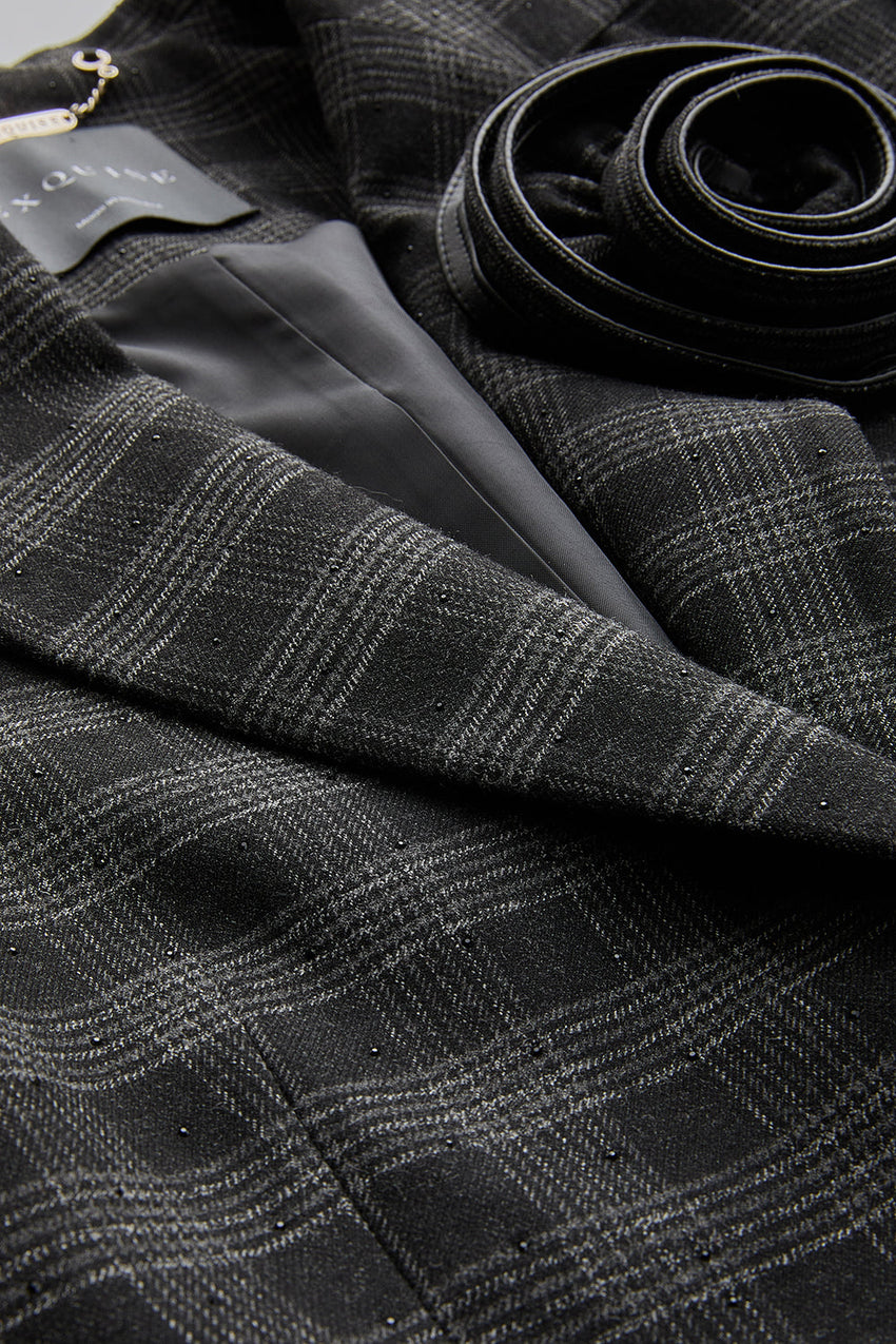 Amiri Anthracite Plaid Collar Jacket with Pockets