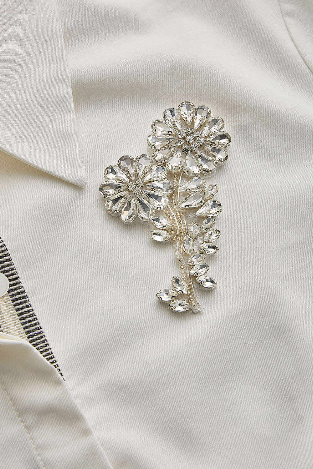Zoya Ecru Embellished Shirt with Shirt Collar