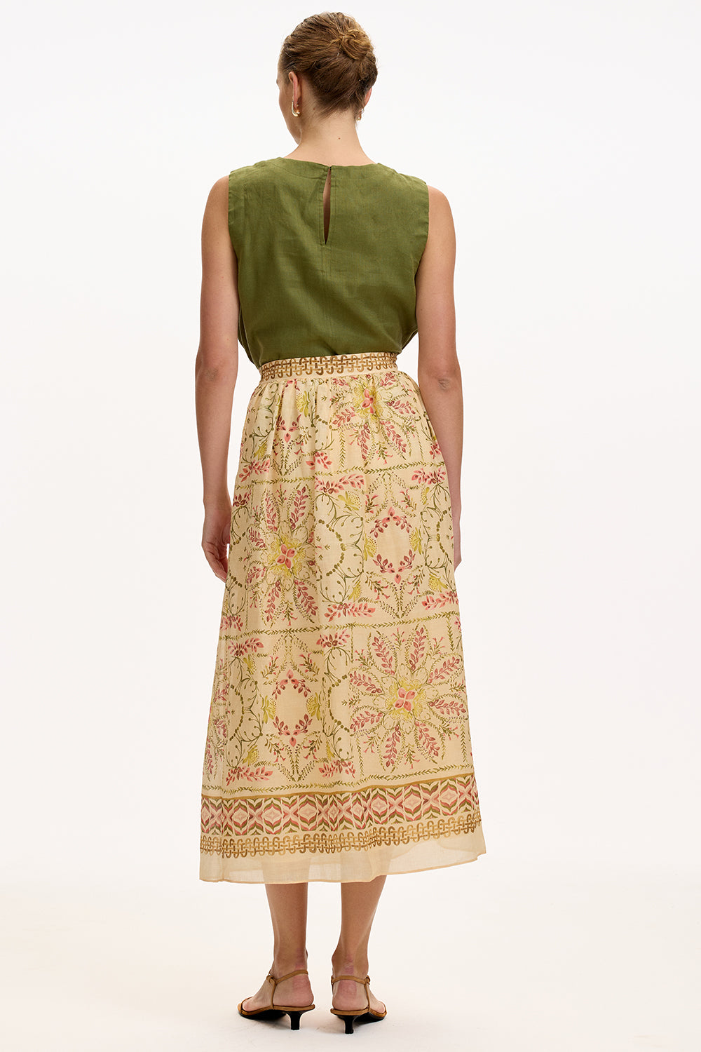 Lined Woven Midi Skirt - MULTI COLOR