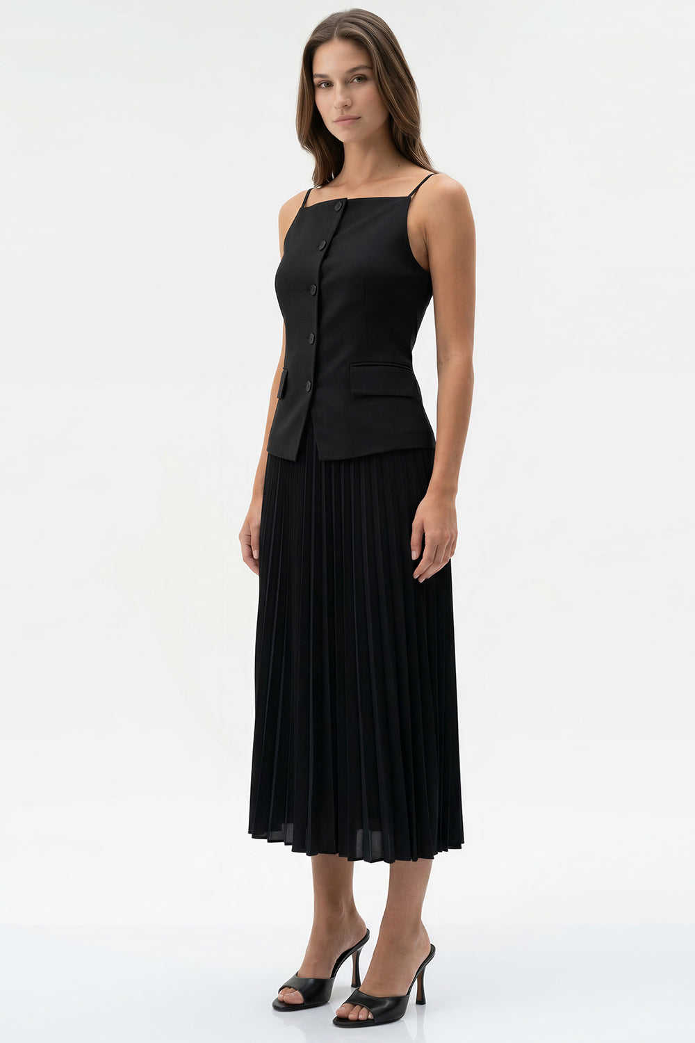Tank Top Midi Dress - BLACK