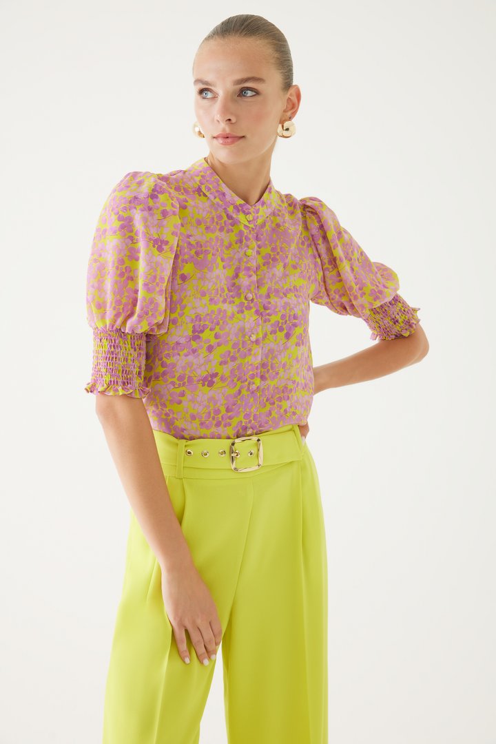 Colorful Shirt with Balloon Sleeves