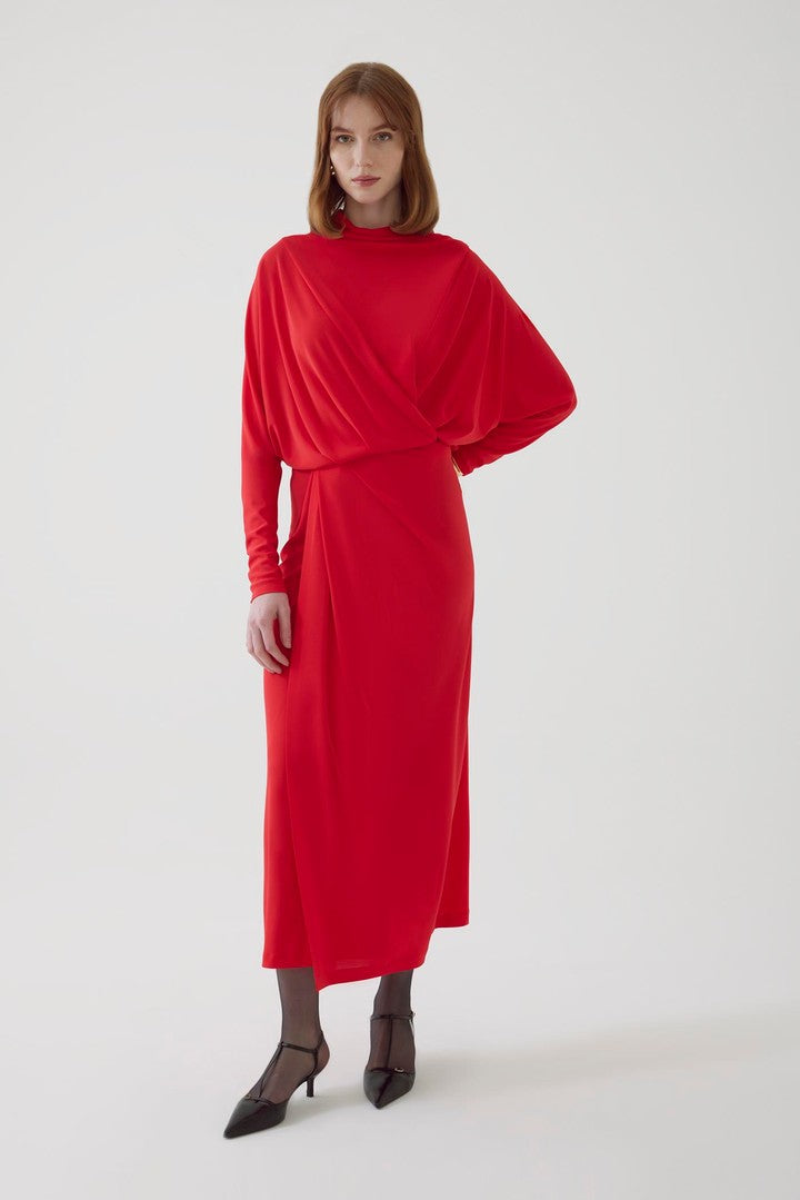 exquise red dress Allyn Midi Dress RED 4 / RED