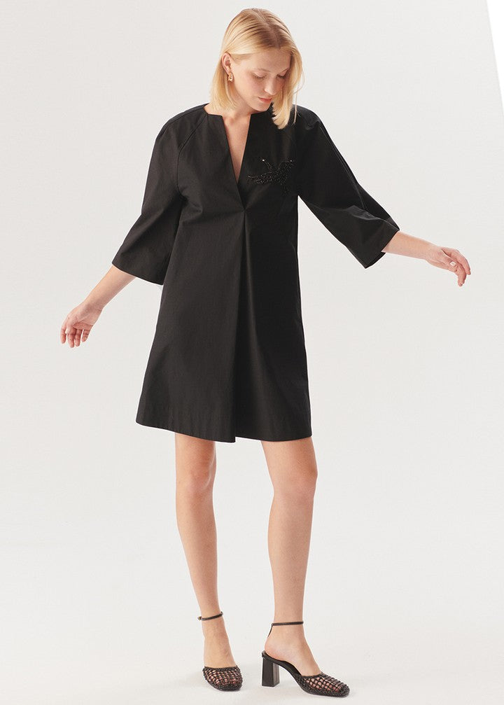 Graceful Sheer-Sleeve Wrap Dress
