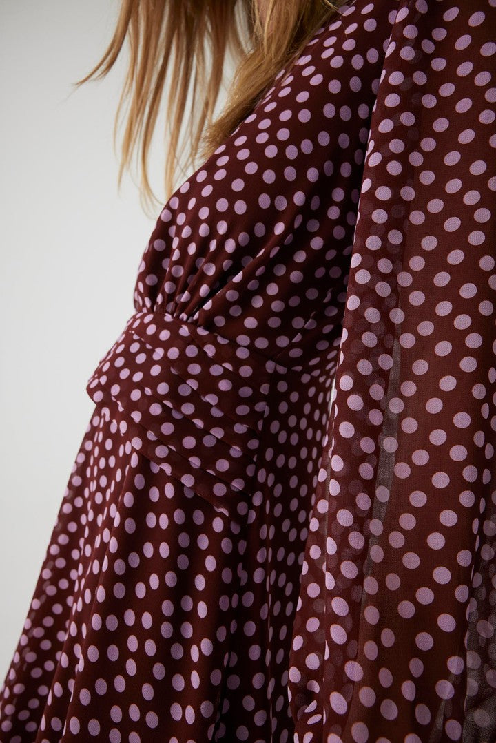 Regular Fit Polka Dot Chiffon Midi Dress