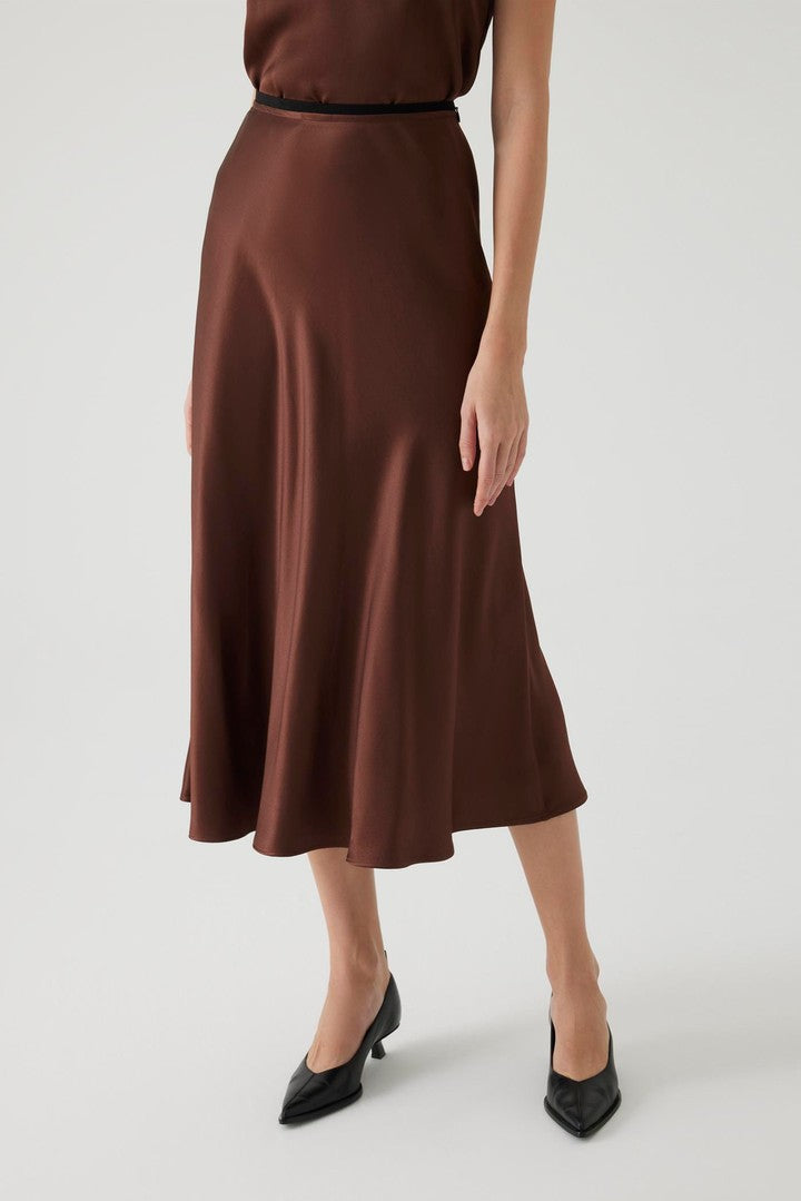 Regular Fit Satin Midi Skirt