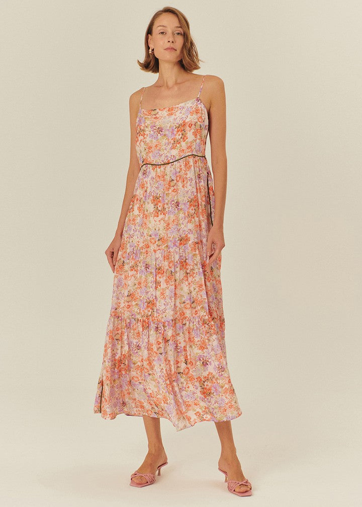Paris Strappy Floral Midi Dress - MULTICOLOR Paris Strappy Floral Midi Dress - MULTICOLOR