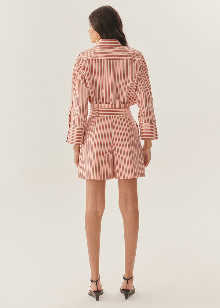 Red Striped Shorts with Tie Detail