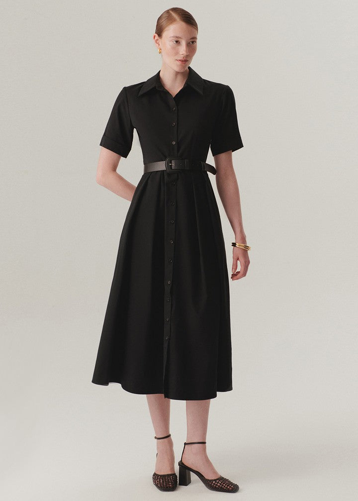 Classic Collar Belted Dress