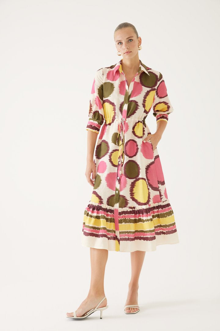 Linen Shirt Dress 34 / Multicolor