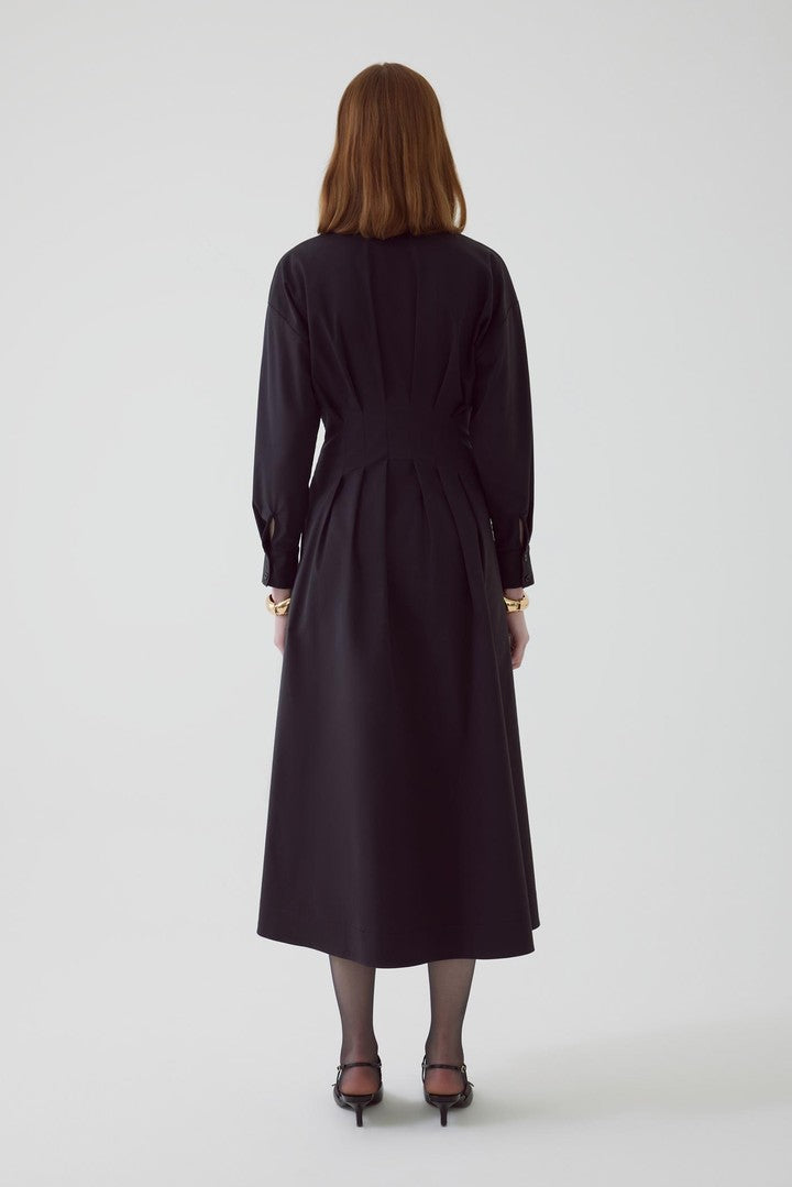 Black Shirt Dress with Fitted Waist