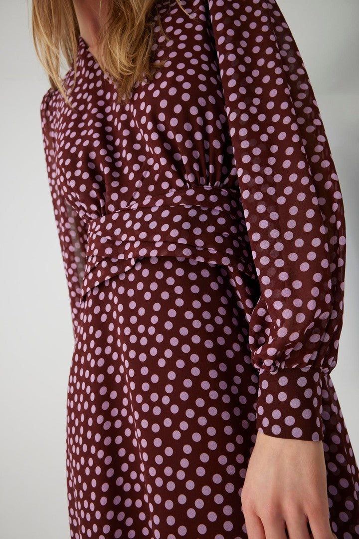 Regular Fit Polka Dot Chiffon Midi Dress