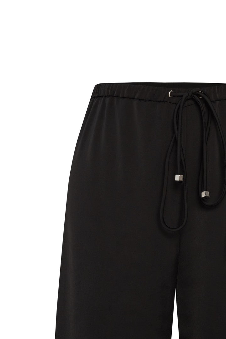 Regular Fit Wide Leg Trousers with Drawstring Detail