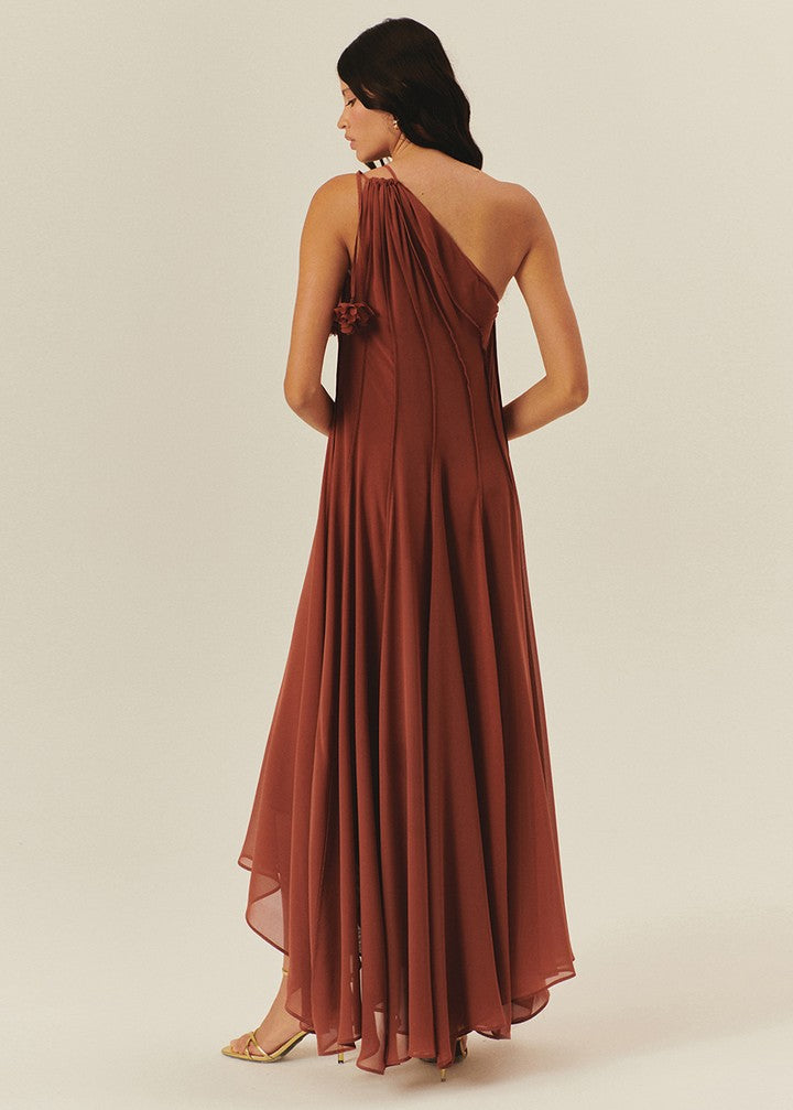 Ethereal One-Shoulder Chiffon Maxi