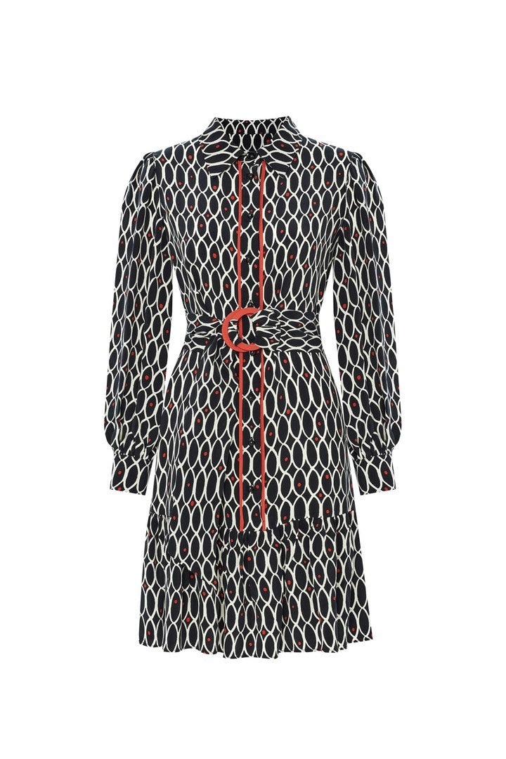 Geometric Patterned Satin Mini Dress