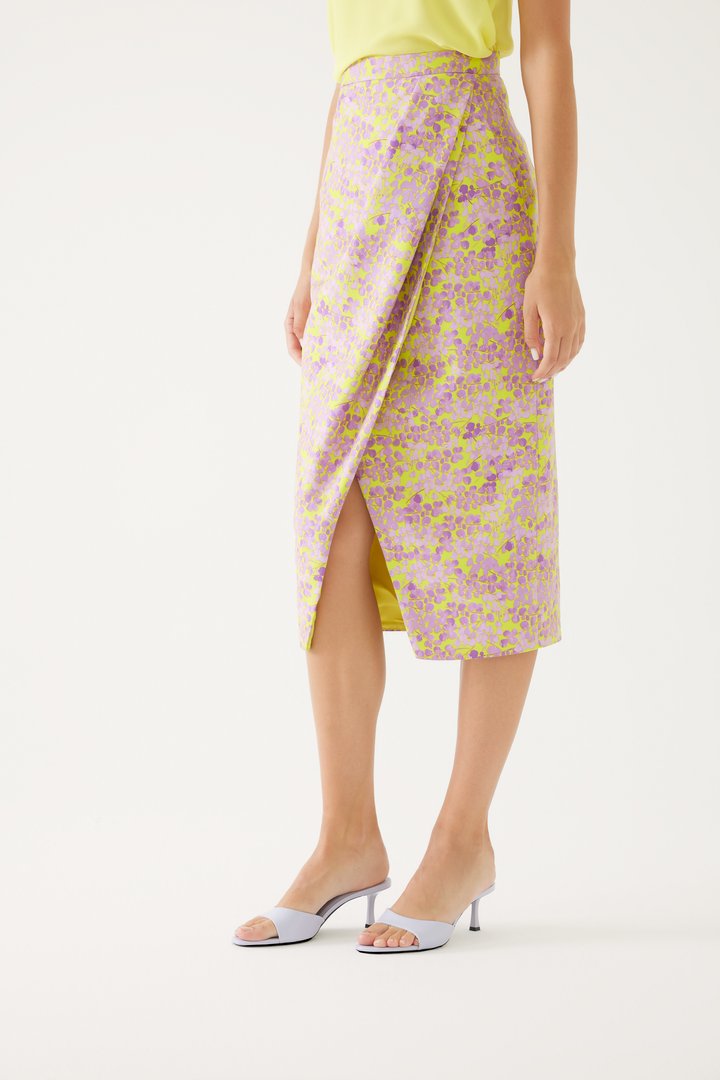 Wrap Style Skirt Design with Floral Pattern