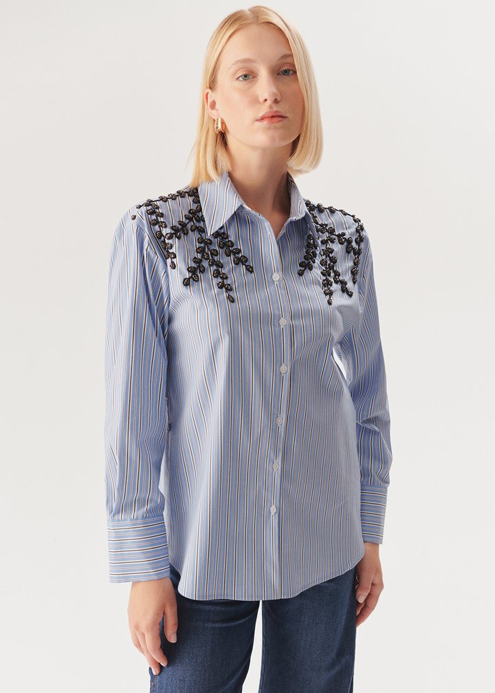 Elegant Beaded Work Shirt