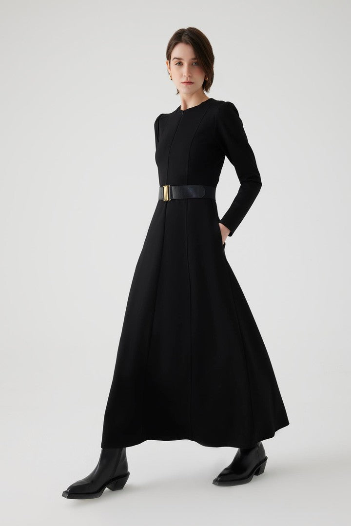 Black Long Dress with Belt