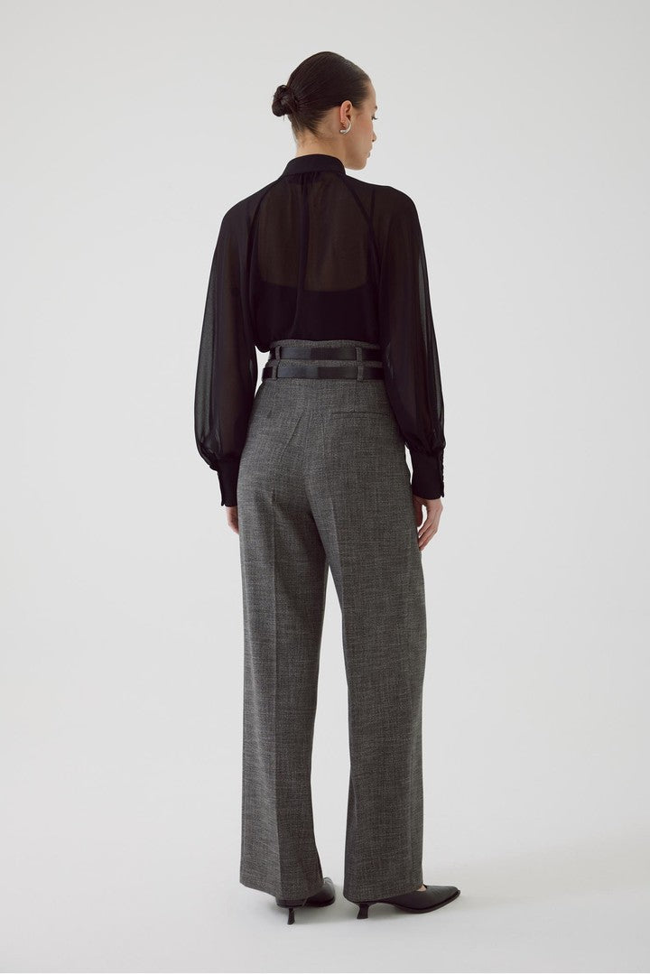 Anthracite Regular Fit Pants with Belt