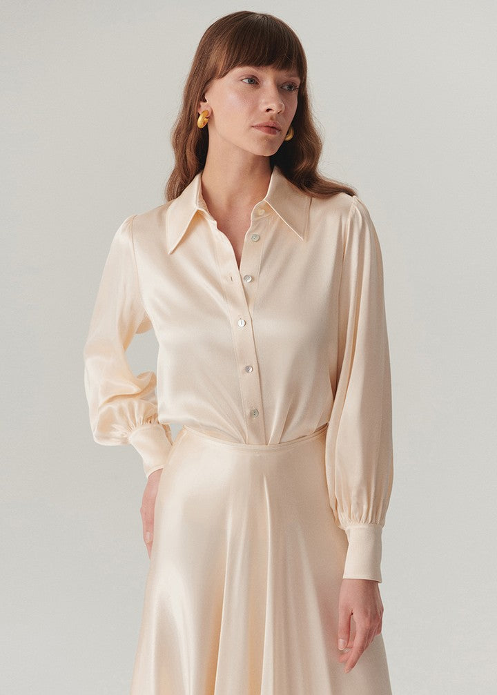 satin long sleeve shirt dress Kaia Satin Shirt