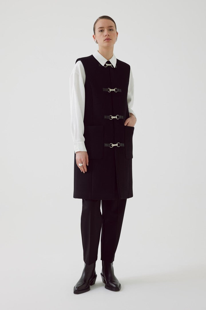 Black Regular Fit Wool Vest