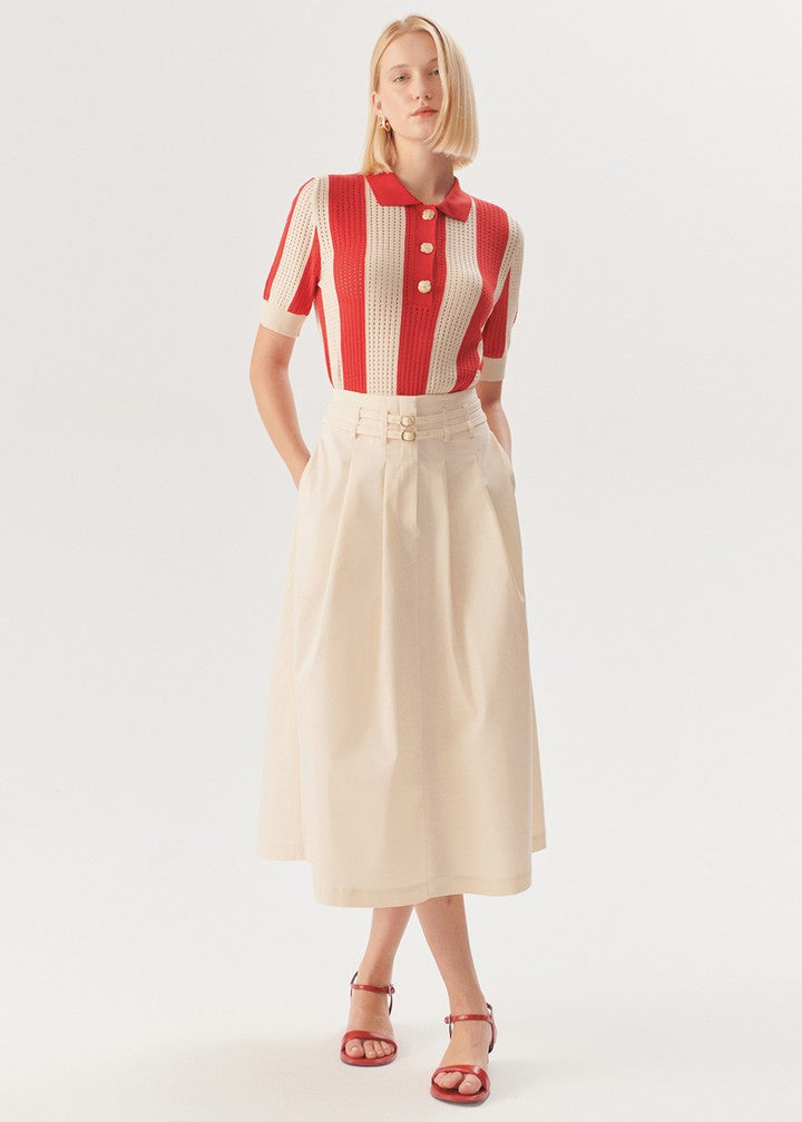 Elegant Cutwork A-Line Skirt