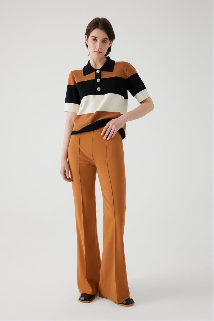 Cinnamon Straight Cut Pleated Pants