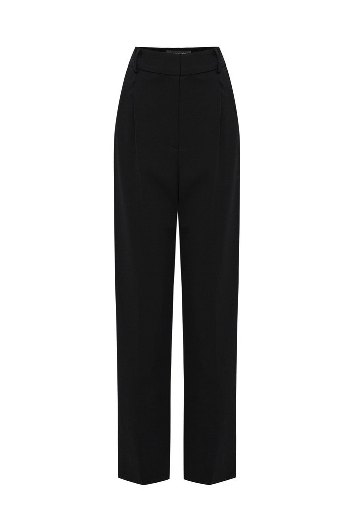 Black Regular Fit Wide Leg Pants