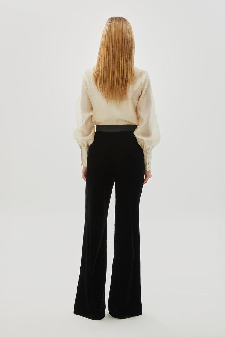 Straight Cut Black Velvet Pants
